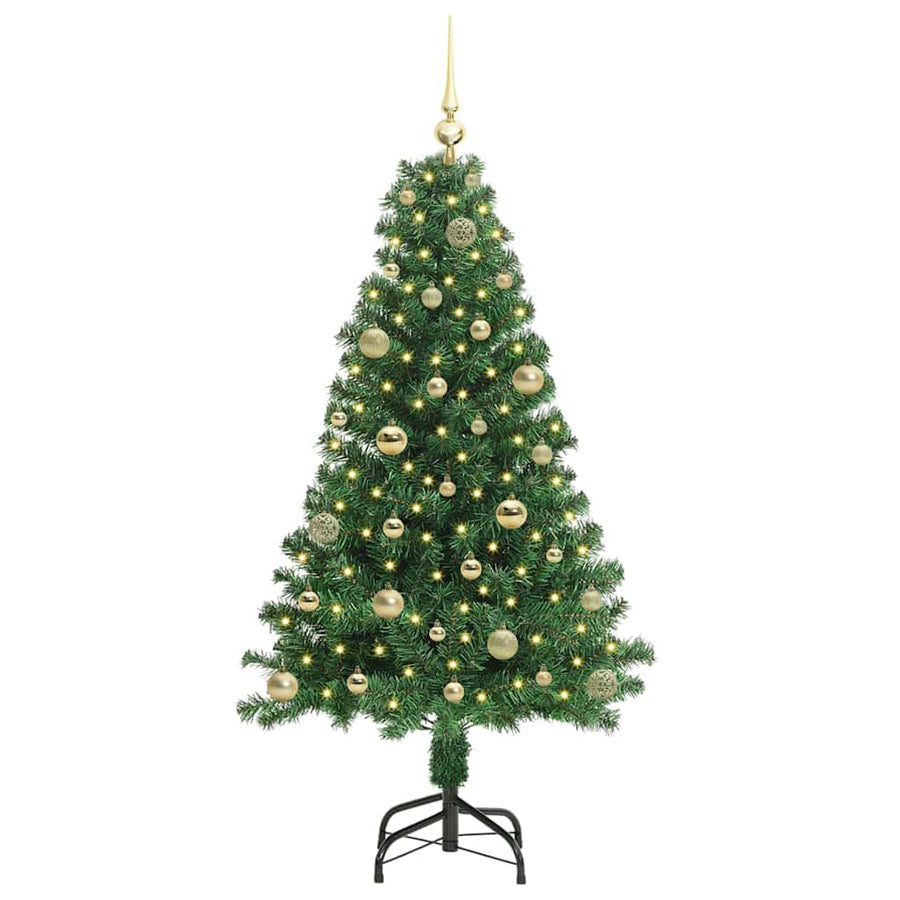 Kunstkerstboom Groen 150 cm PVC en Staal en Kunststof