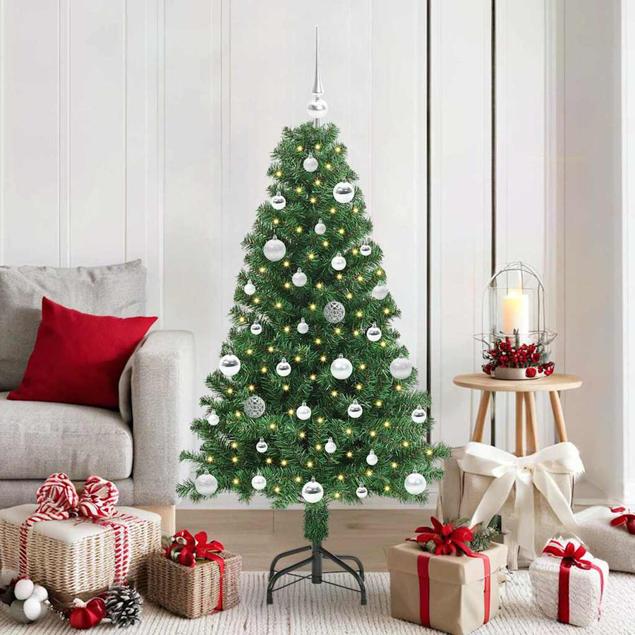 Kunstkerstboom Groen 150 cm PVC en Staal en Kunststof