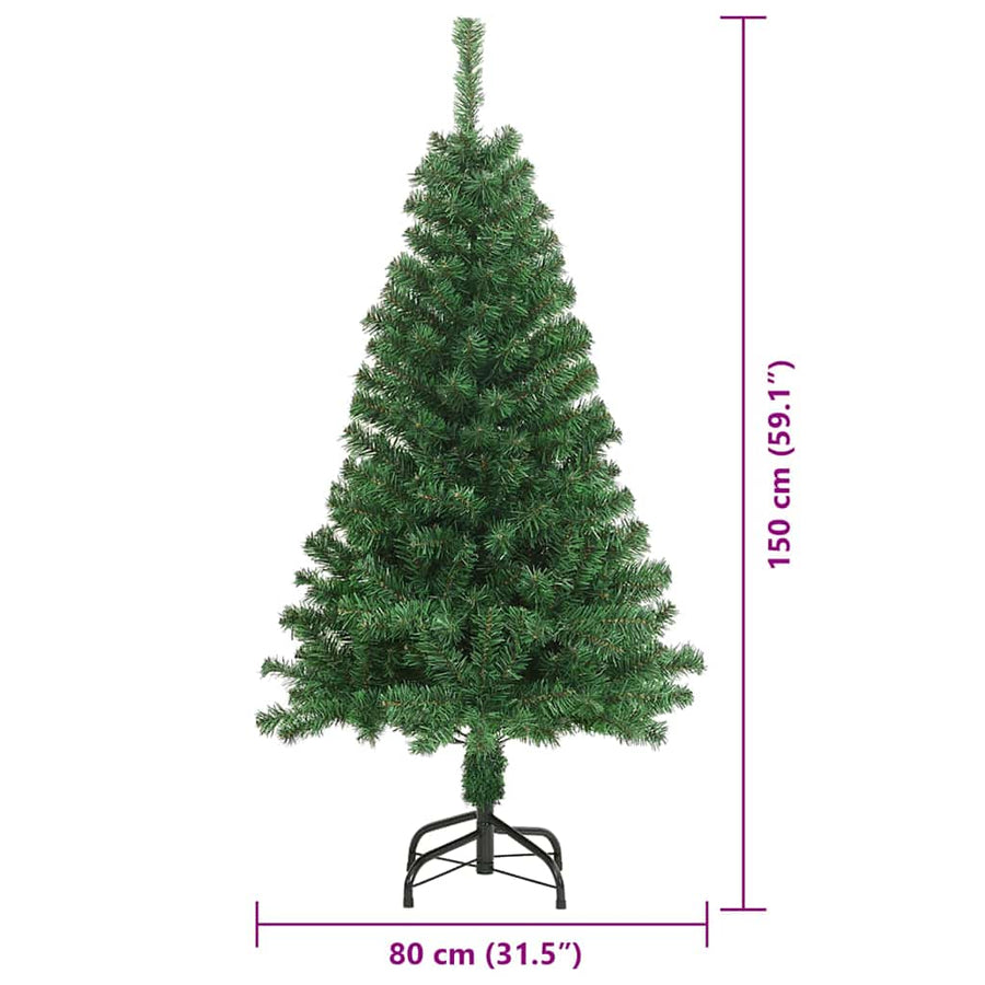 Kunstkerstboom Groen 150 cm PVC en Staal en Kunststof