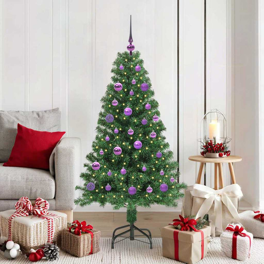 Kunstkerstboom Groen 150 cm PVC en Staal en Kunststof