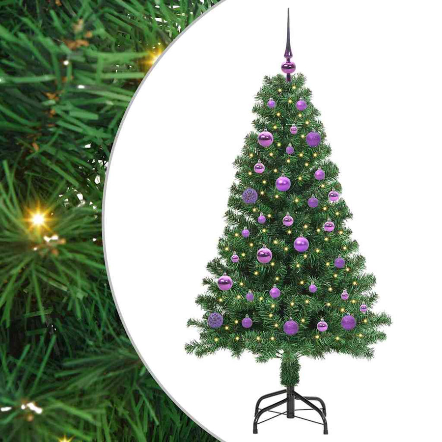 Kunstkerstboom Groen 150 cm PVC en Staal en Kunststof