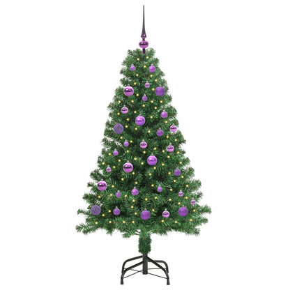 Kunstkerstboom Groen 150 cm PVC en Staal en Kunststof