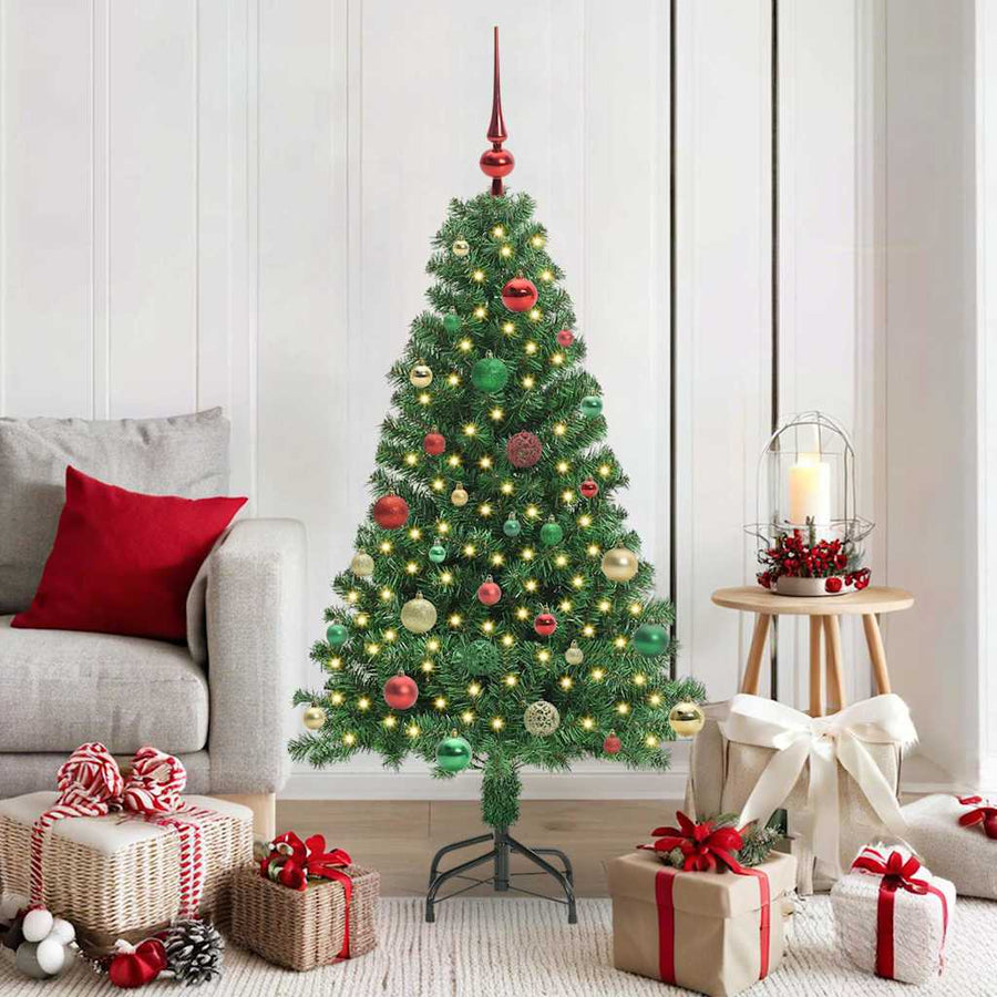 Kunstkerstboom Groen 150 cm PVC en Staal en Kunststof