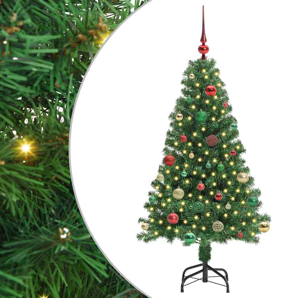 Kunstkerstboom Groen 150 cm PVC en Staal en Kunststof