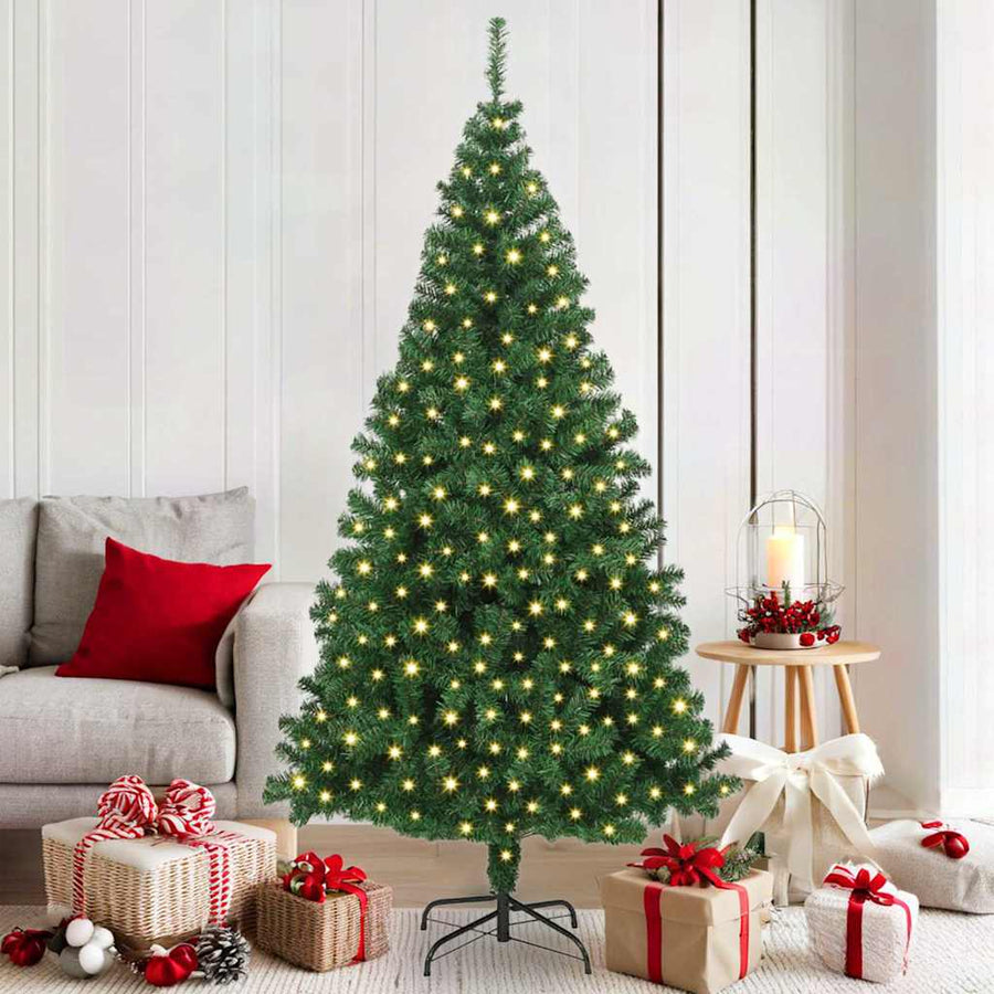 Kunstkerstboom Groen 180 cm PVC en Staal en Kunststof