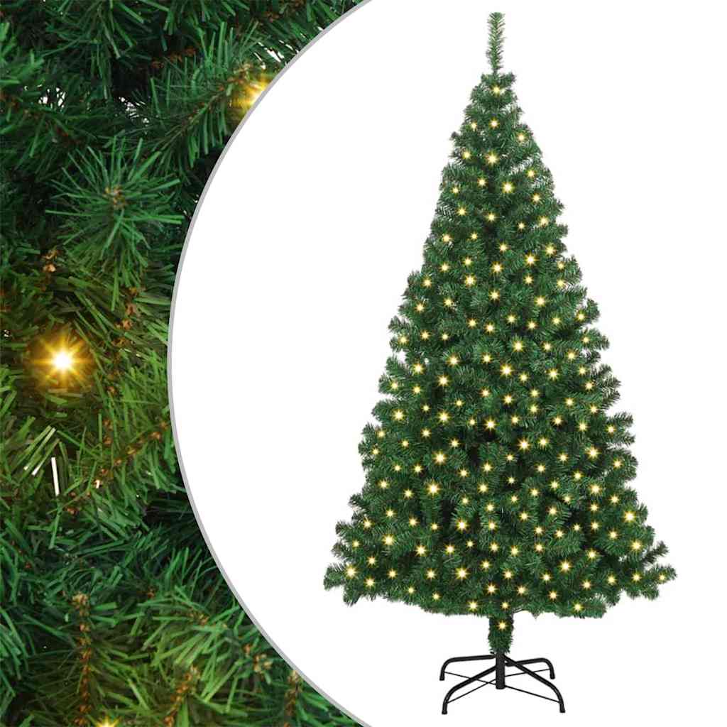 Kunstkerstboom Groen 180 cm PVC en Staal en Kunststof