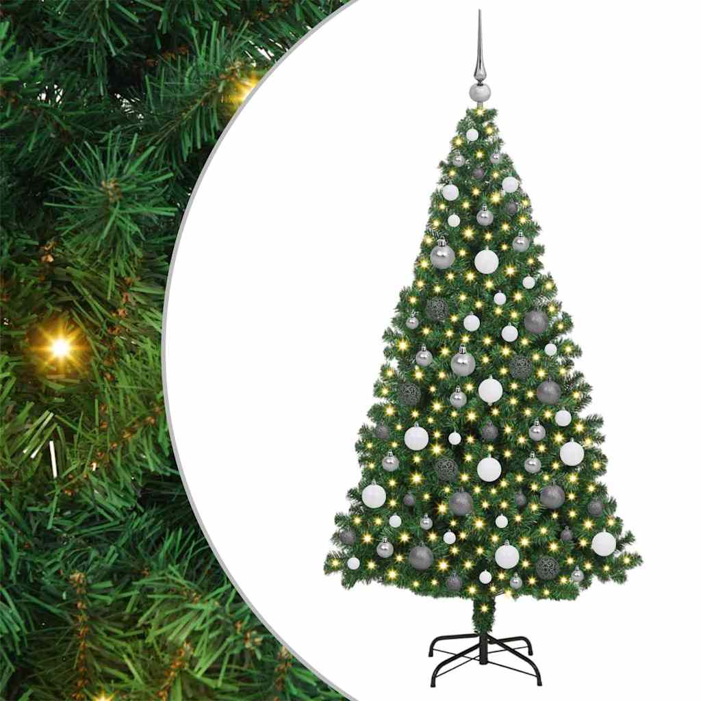 Kunstkerstboom Groen 180 cm PVC en Staal en Kunststof