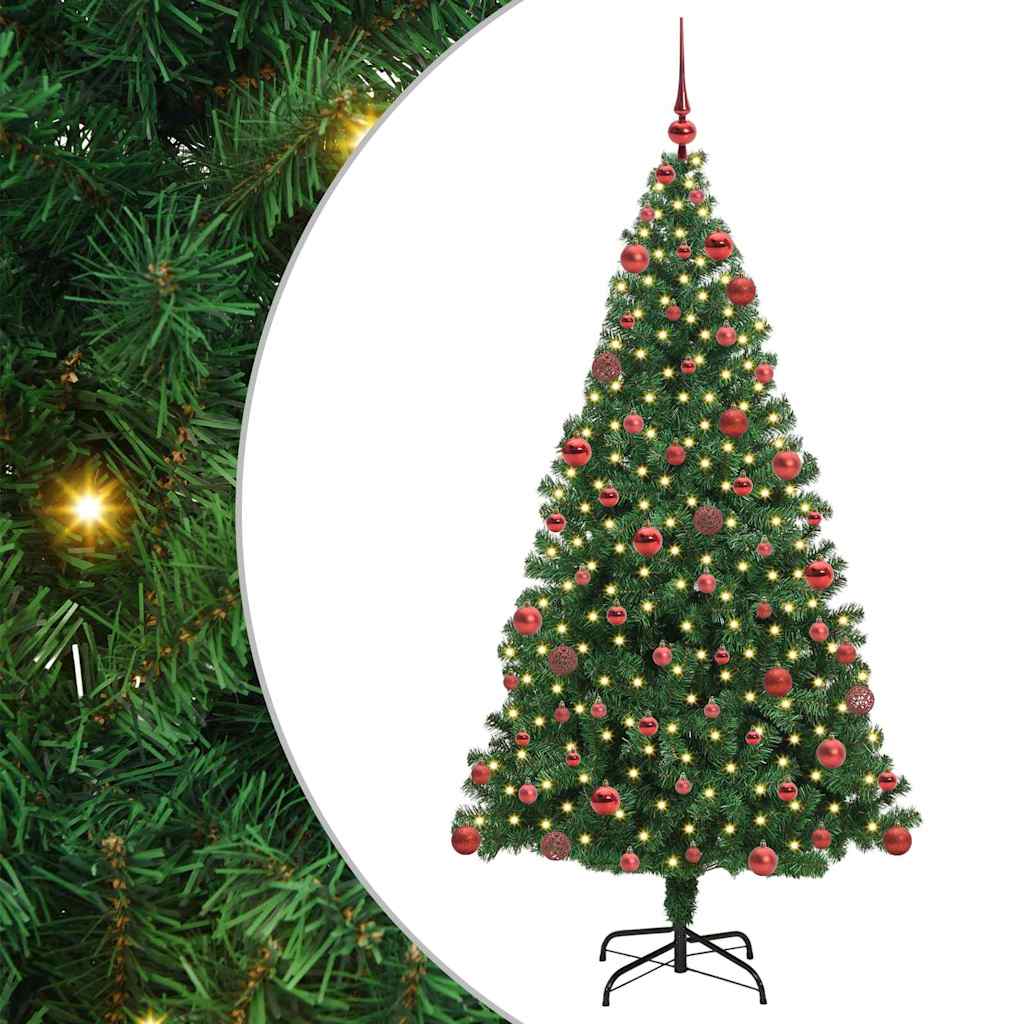 Kunstkerstboom Groen 180 cm PVC en Staal en Kunststof