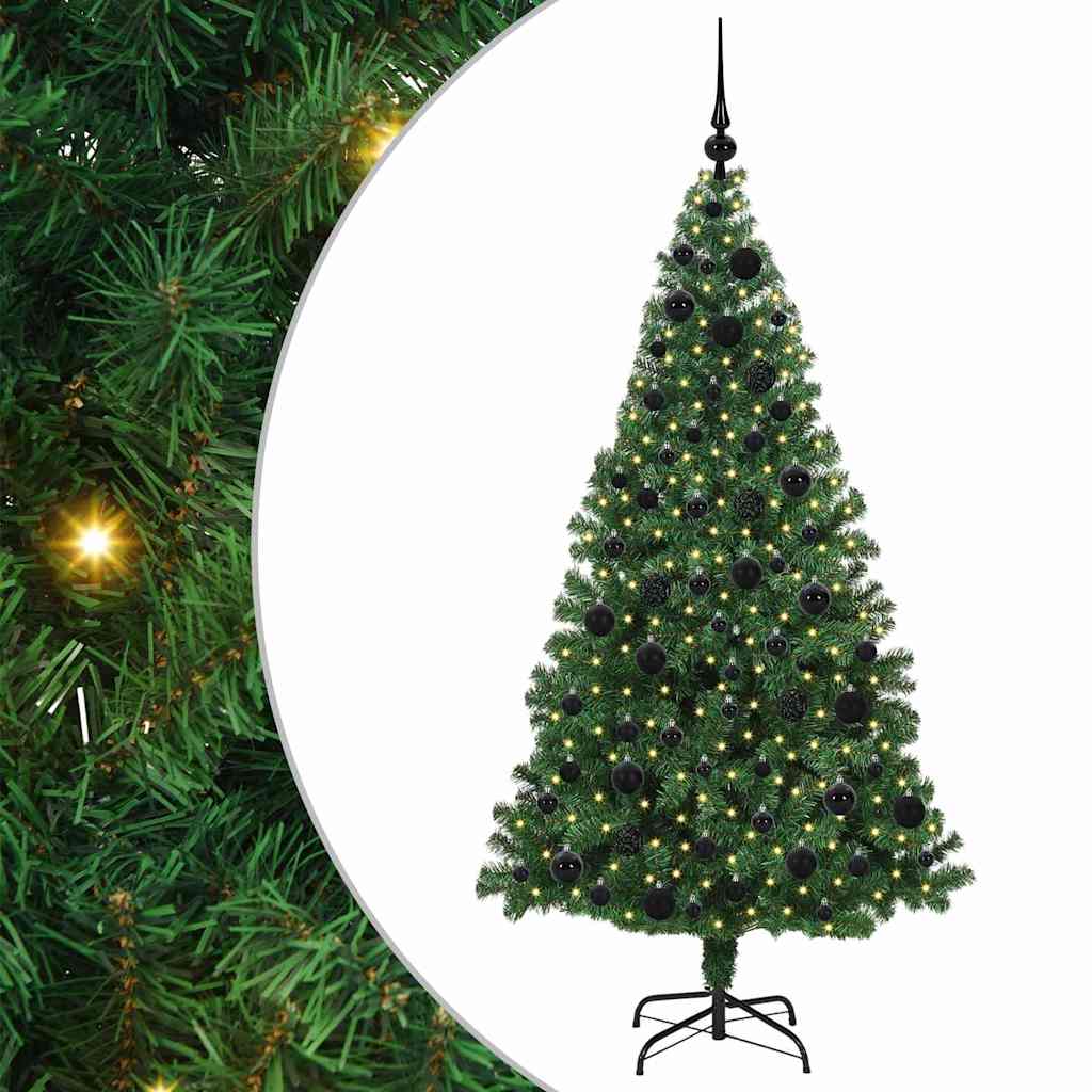 Kunstkerstboom Groen 180 cm PVC en Staal en Kunststof