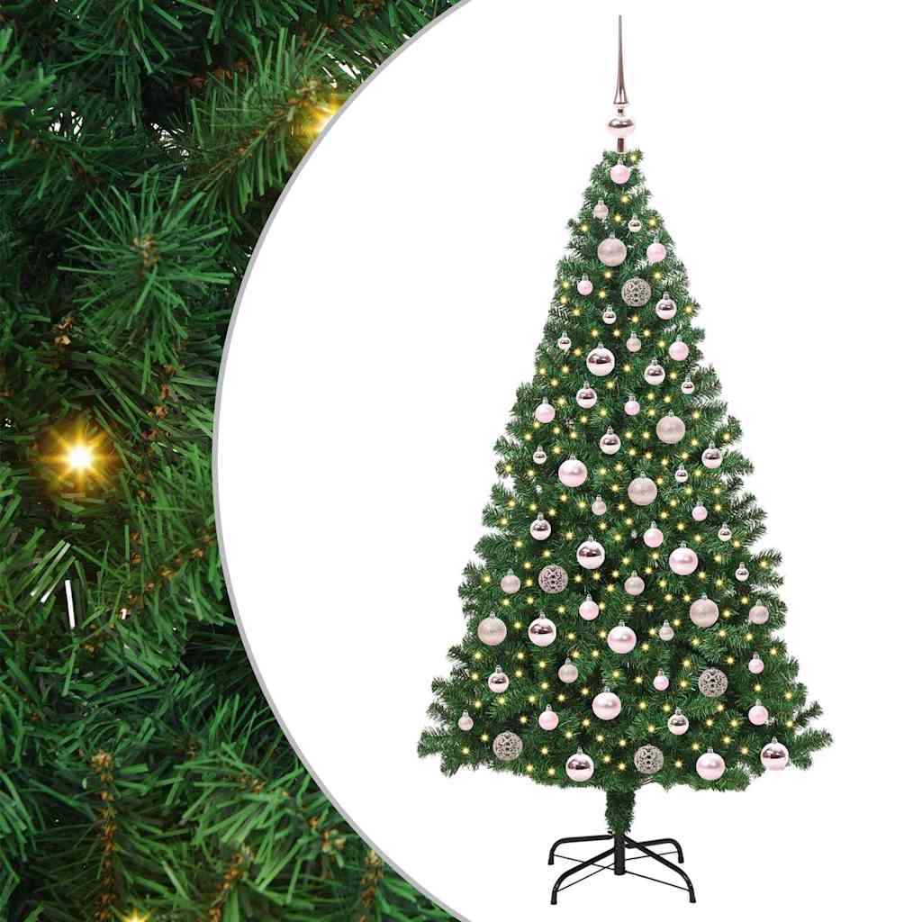 Kunstkerstboom Groen 180 cm PVC en Staal en Kunststof