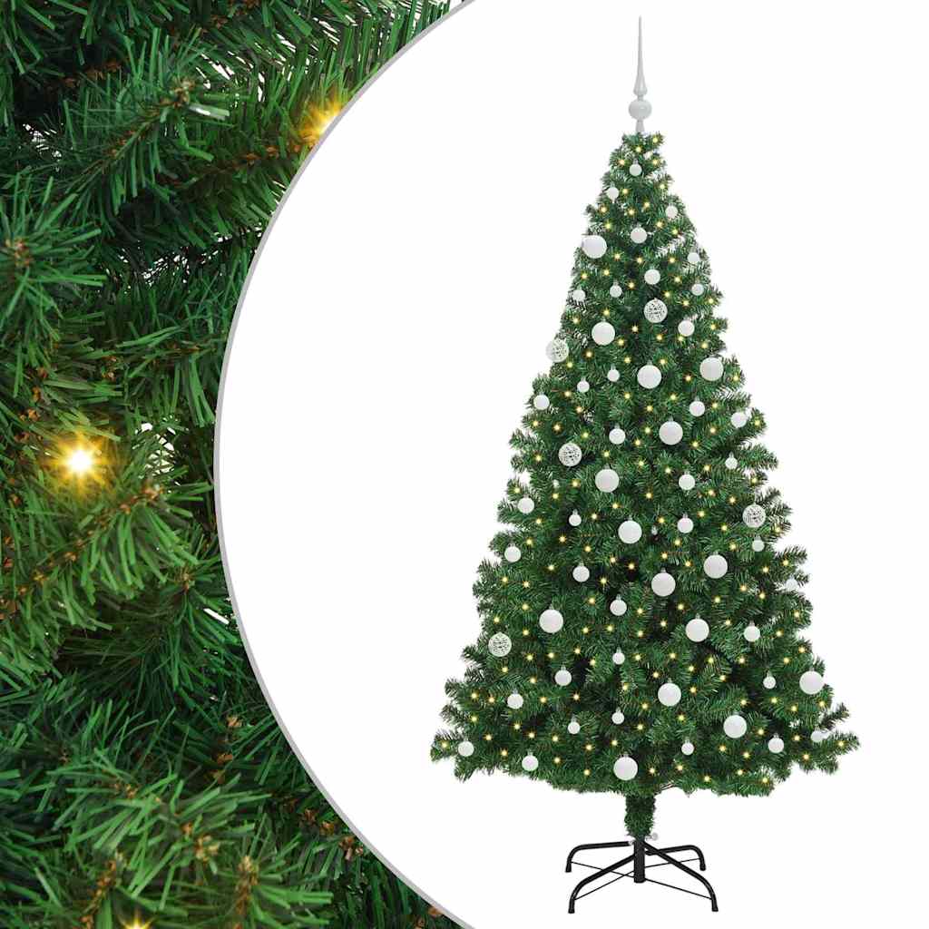 Kunstkerstboom Groen 180 cm PVC en Staal en Kunststof