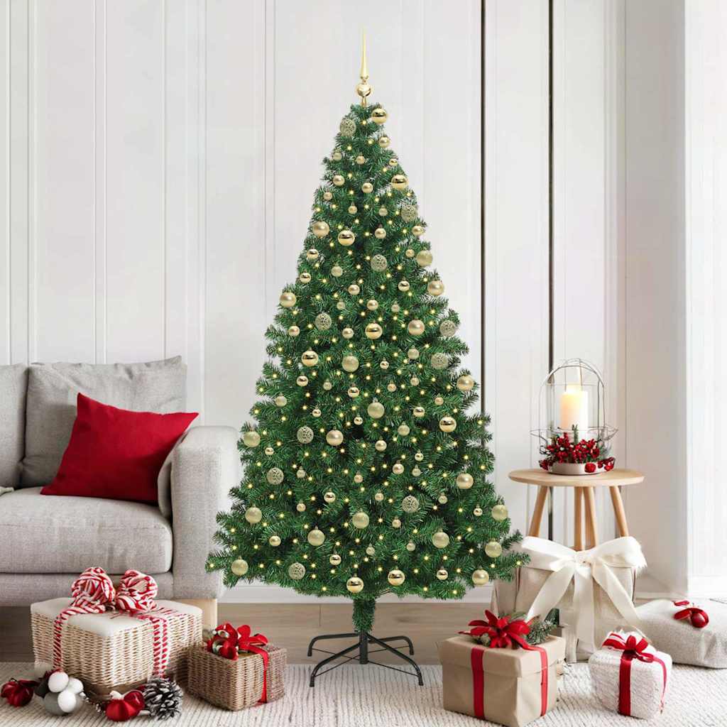 Kunstkerstboom Groen 180 cm PVC en Staal en Kunststof
