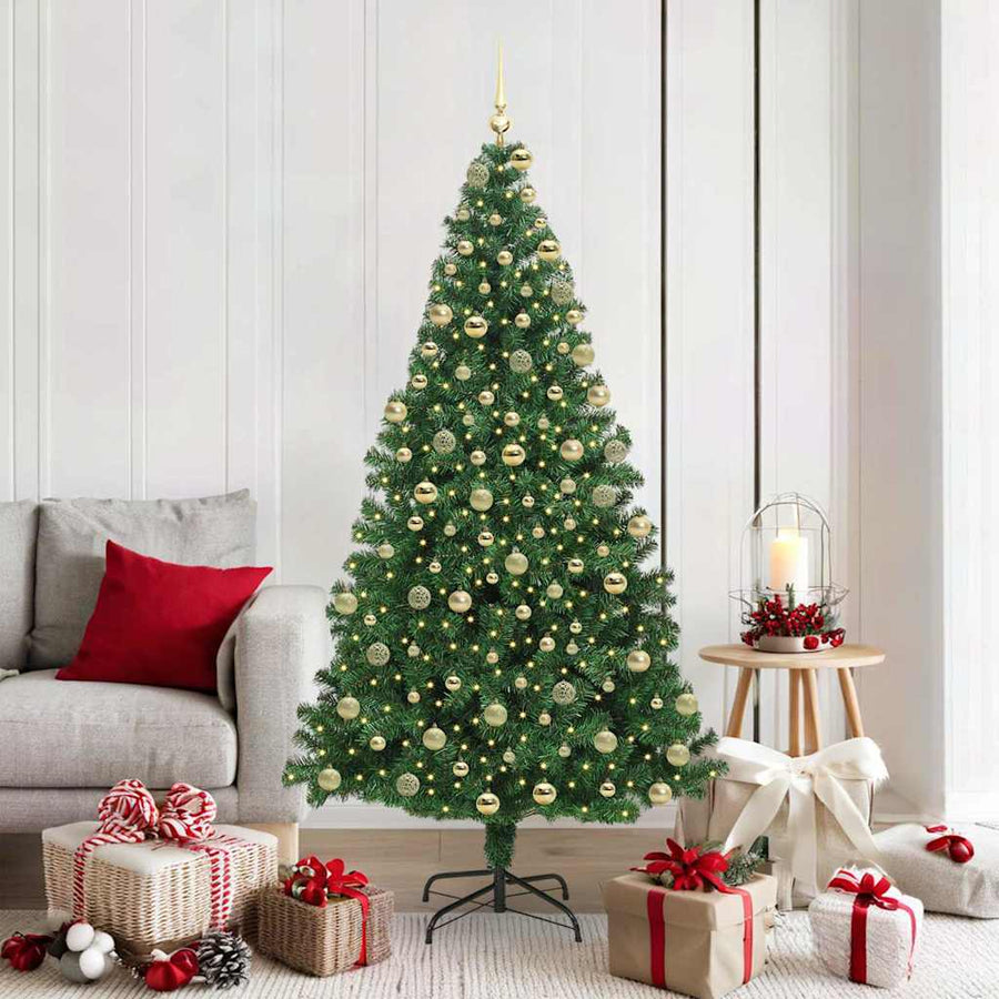 Kunstkerstboom Groen 180 cm PVC en Staal en Kunststof