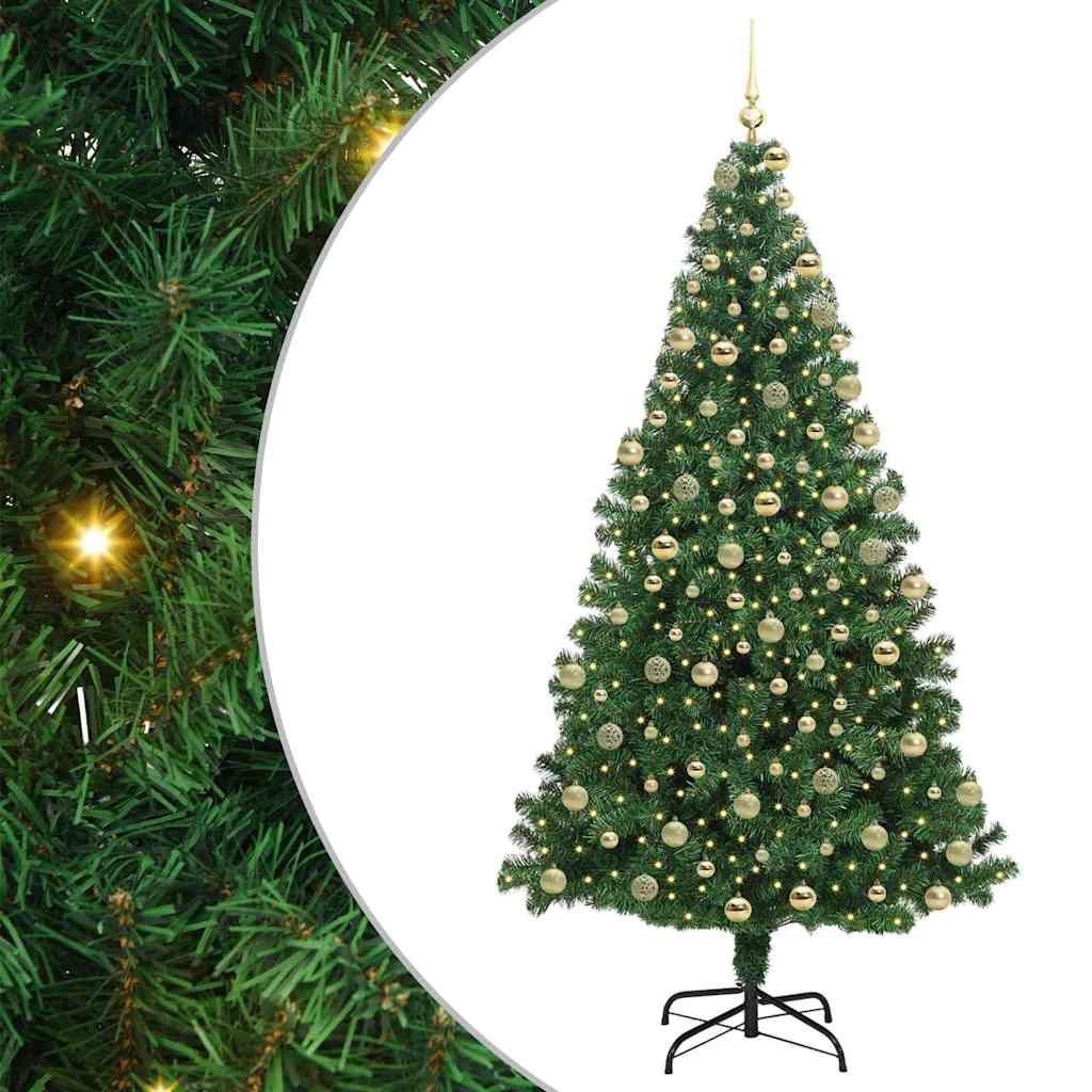 Kunstkerstboom Groen 180 cm PVC en Staal en Kunststof