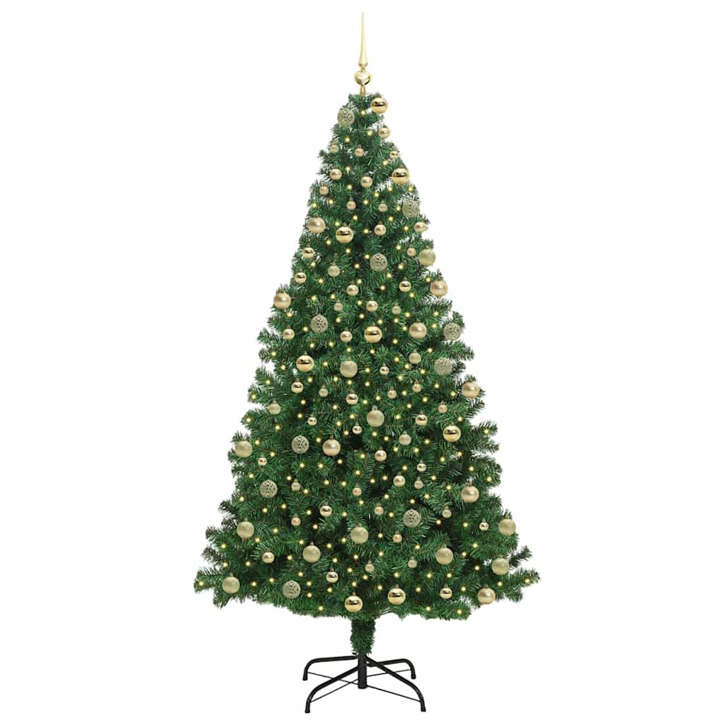 Kunstkerstboom Groen 180 cm PVC en Staal en Kunststof