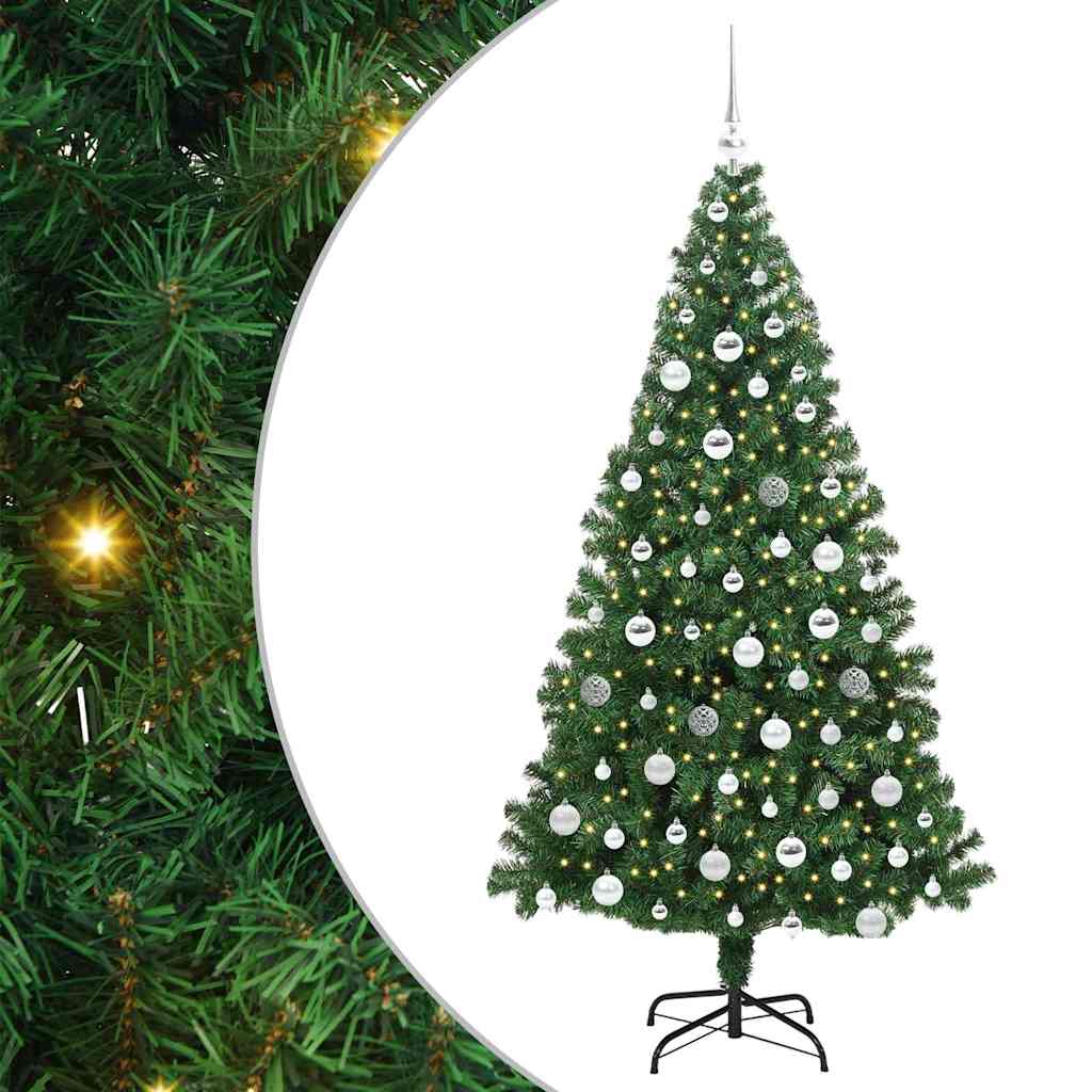 Kunstkerstboom Groen 180 cm PVC en Staal en Kunststof
