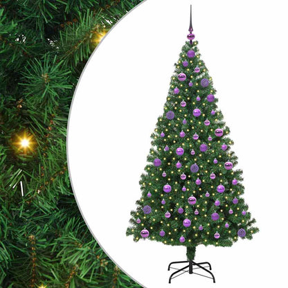 Kunstkerstboom Groen 180 cm PVC en Staal en Kunststof