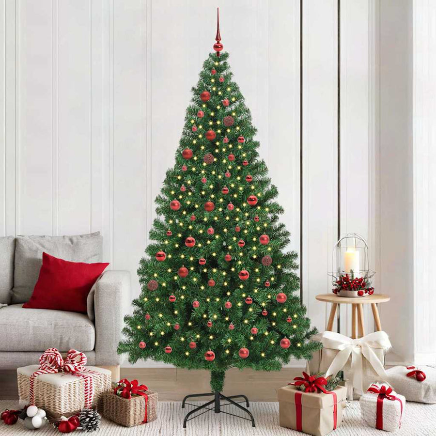 Kunstkerstboom Groen 210 cm PVC en Staal en Kunststof