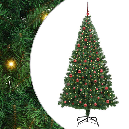 Kunstkerstboom Groen 210 cm PVC en Staal en Kunststof