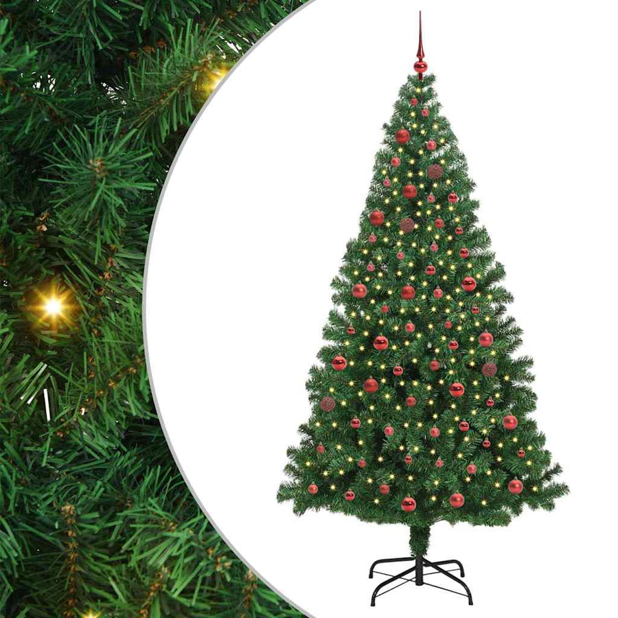 Kunstkerstboom Groen 210 cm PVC en Staal en Kunststof