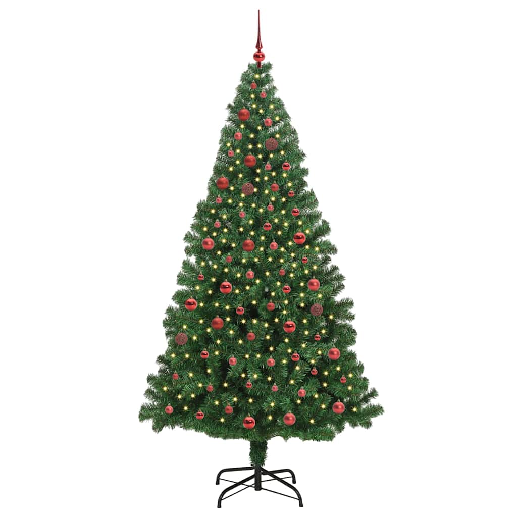 Kunstkerstboom Groen 210 cm PVC en Staal en Kunststof