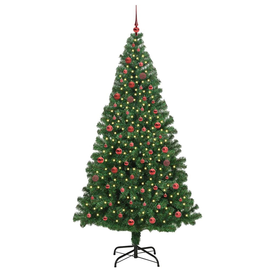 Kunstkerstboom Groen 210 cm PVC en Staal en Kunststof