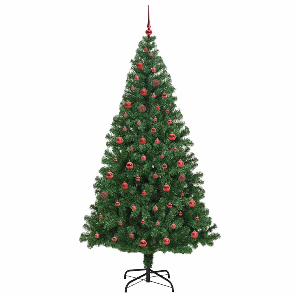 Kunstkerstboom Groen 210 cm PVC en Staal en Kunststof