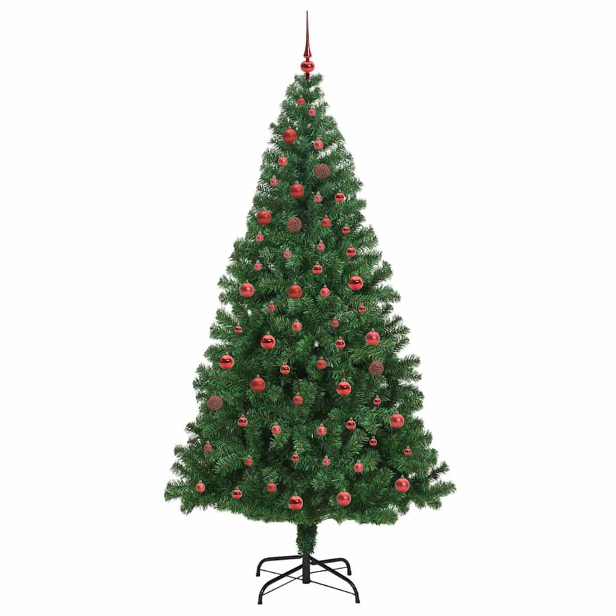 Kunstkerstboom Groen 210 cm PVC en Staal en Kunststof