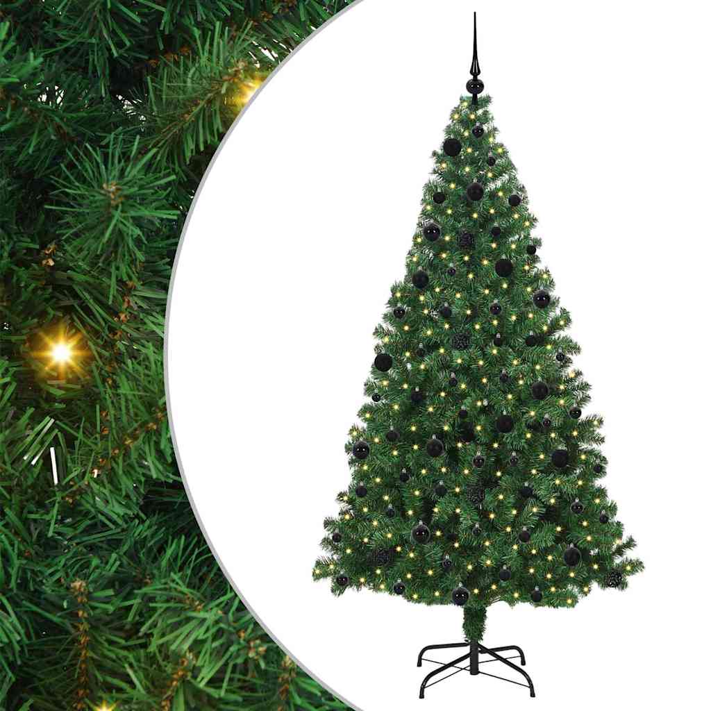 Kunstkerstboom Groen 210 cm PVC en Staal en Kunststof