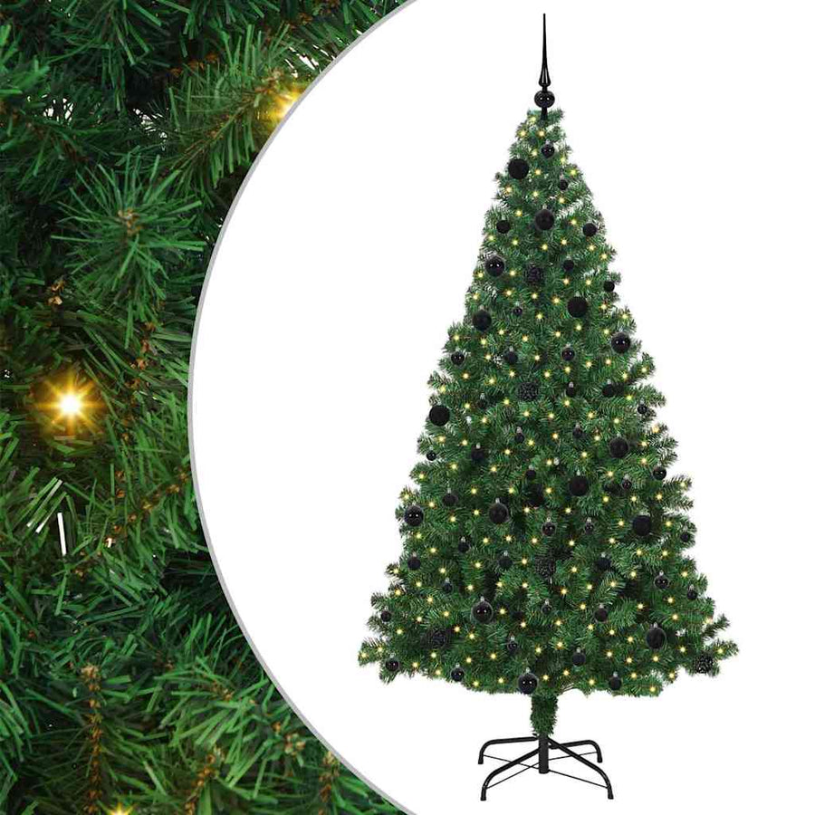 Kunstkerstboom Groen 210 cm PVC en Staal en Kunststof