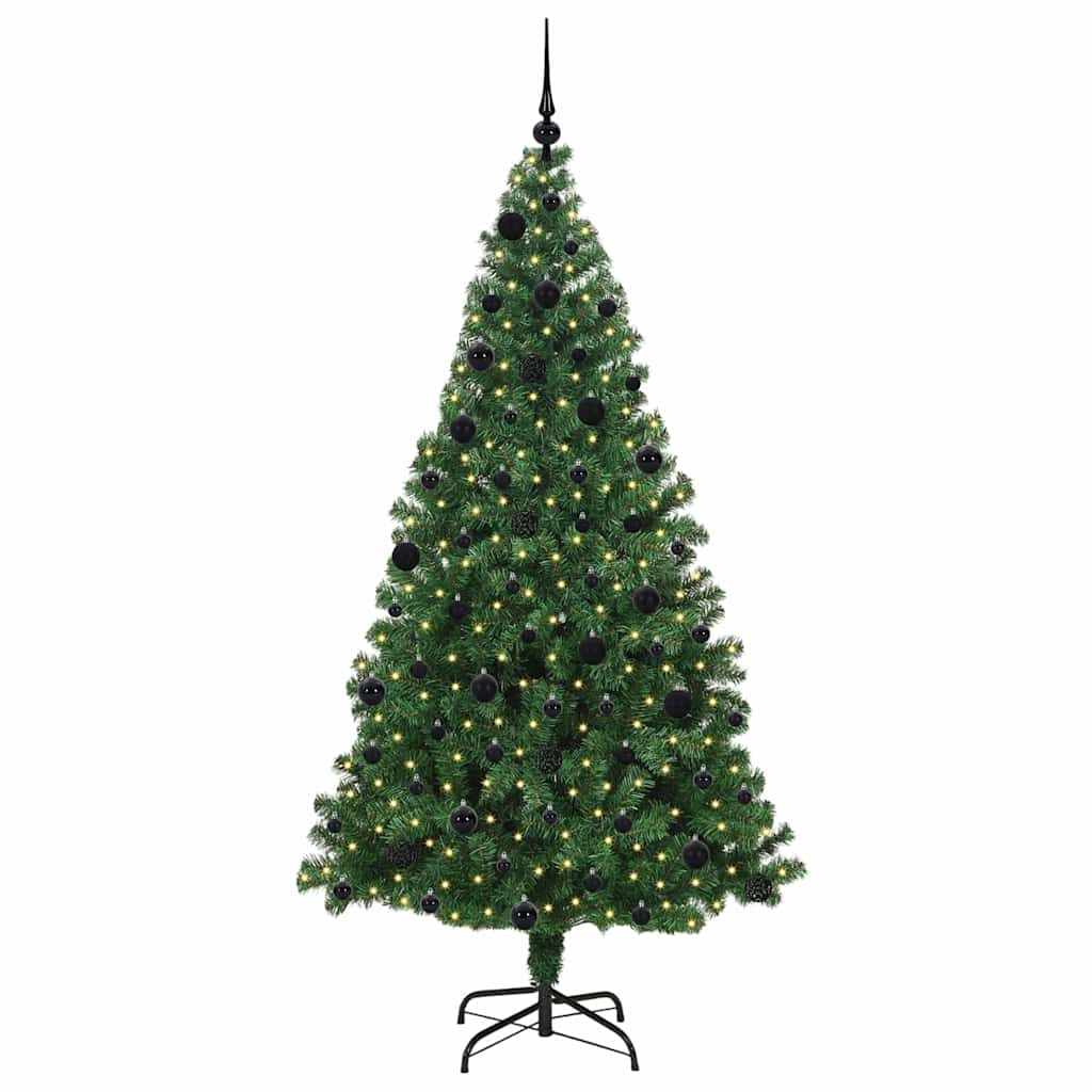 Kunstkerstboom Groen 210 cm PVC en Staal en Kunststof