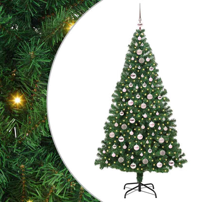 Kunstkerstboom Groen 210 cm PVC en Staal en Kunststof