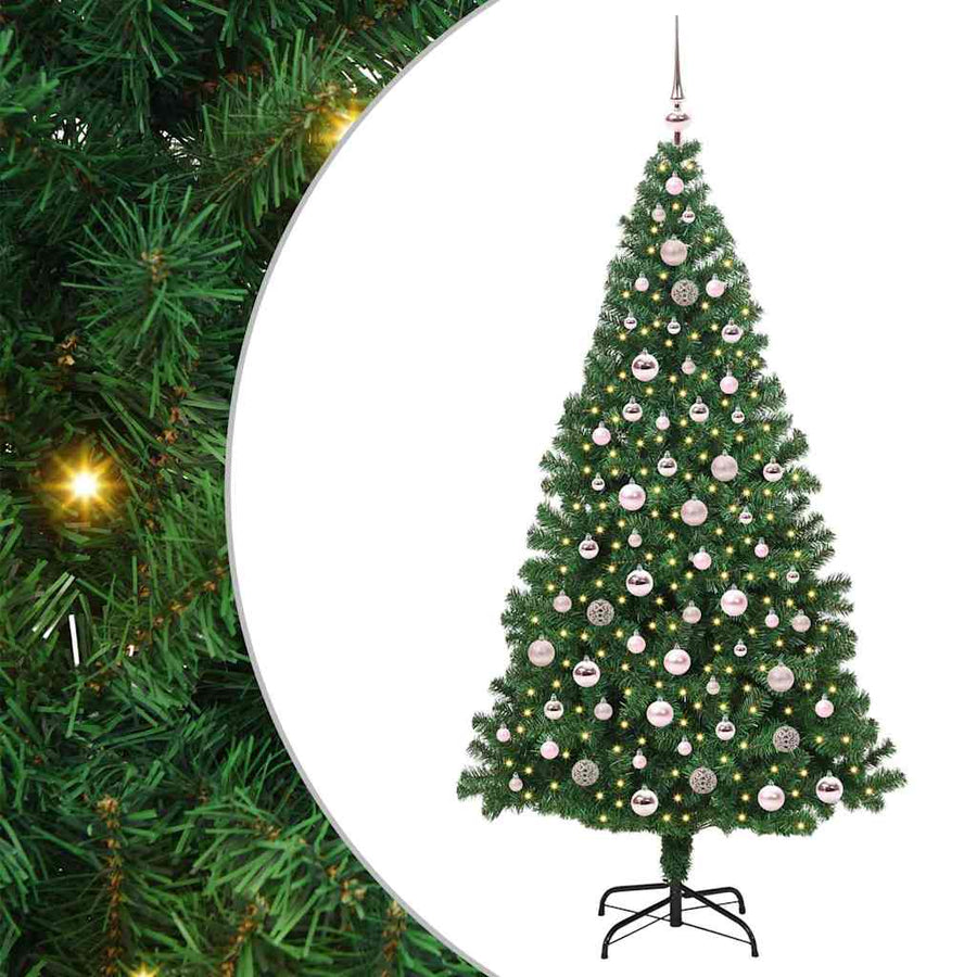 Kunstkerstboom Groen 210 cm PVC en Staal en Kunststof