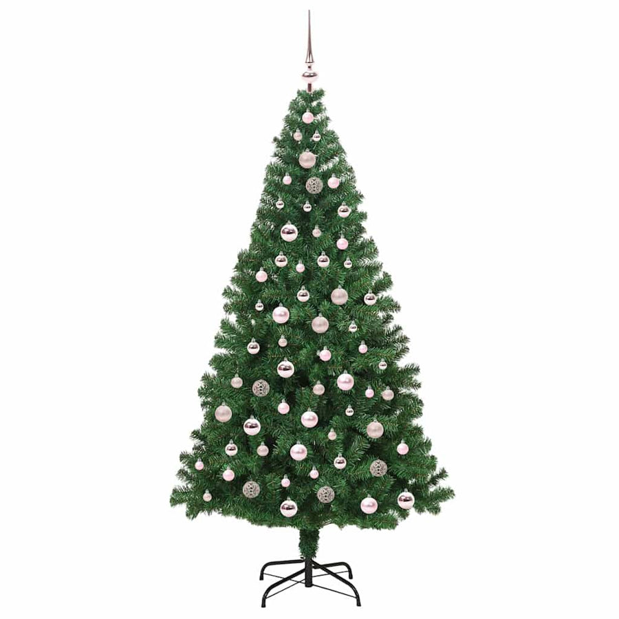 Kunstkerstboom Groen 210 cm PVC en Staal en Kunststof