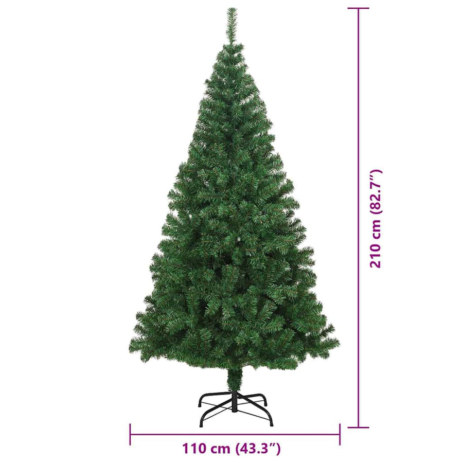 Kunstkerstboom Groen 210 cm PVC en Staal en Kunststof