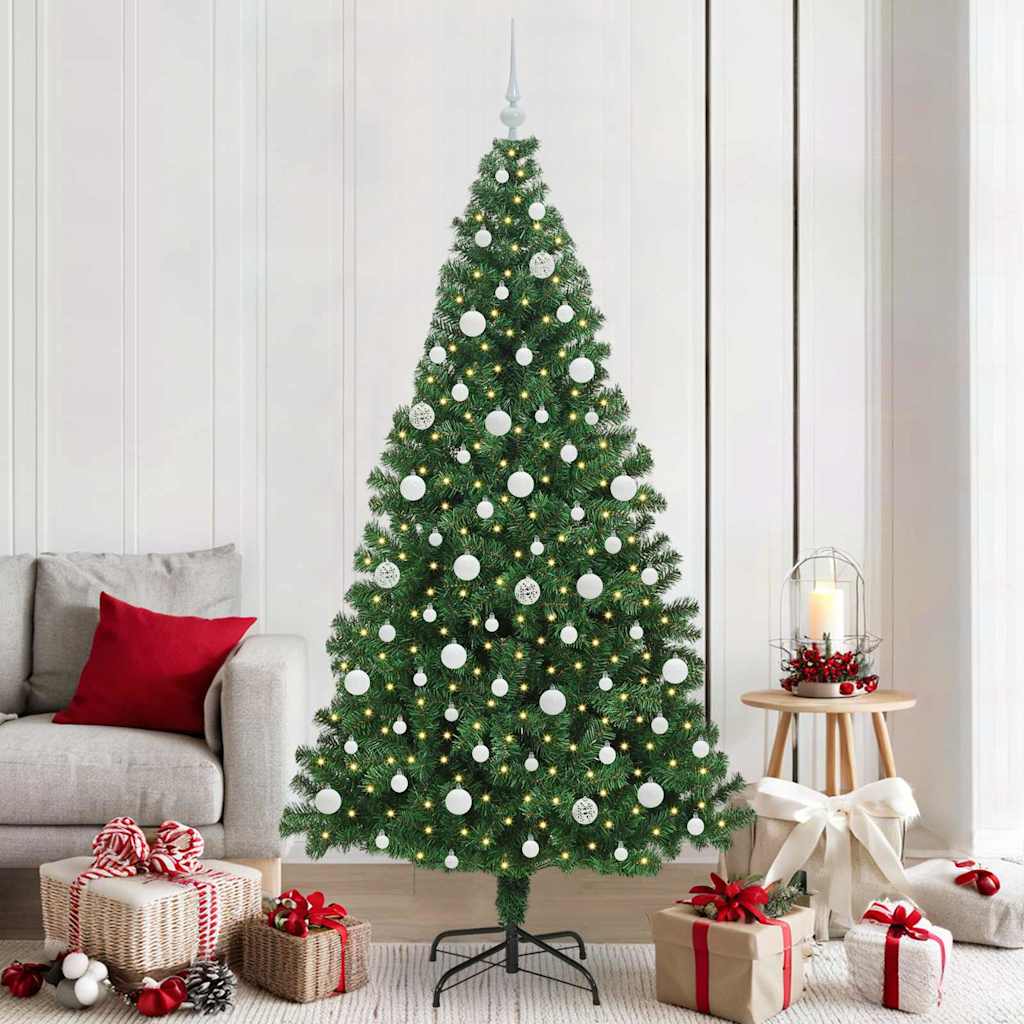 Kunstkerstboom Groen 210 cm PVC en Staal en Kunststof