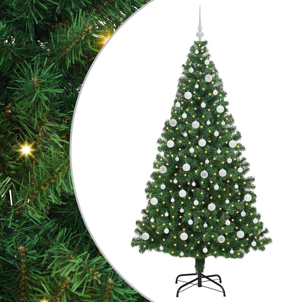 Kunstkerstboom Groen 210 cm PVC en Staal en Kunststof