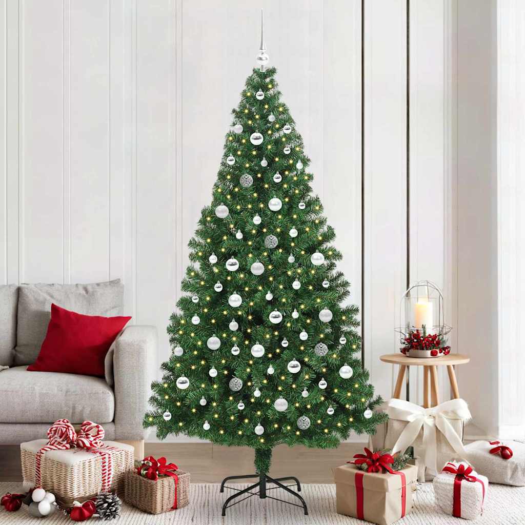 Kunstkerstboom Groen 210 cm PVC en Staal en Kunststof