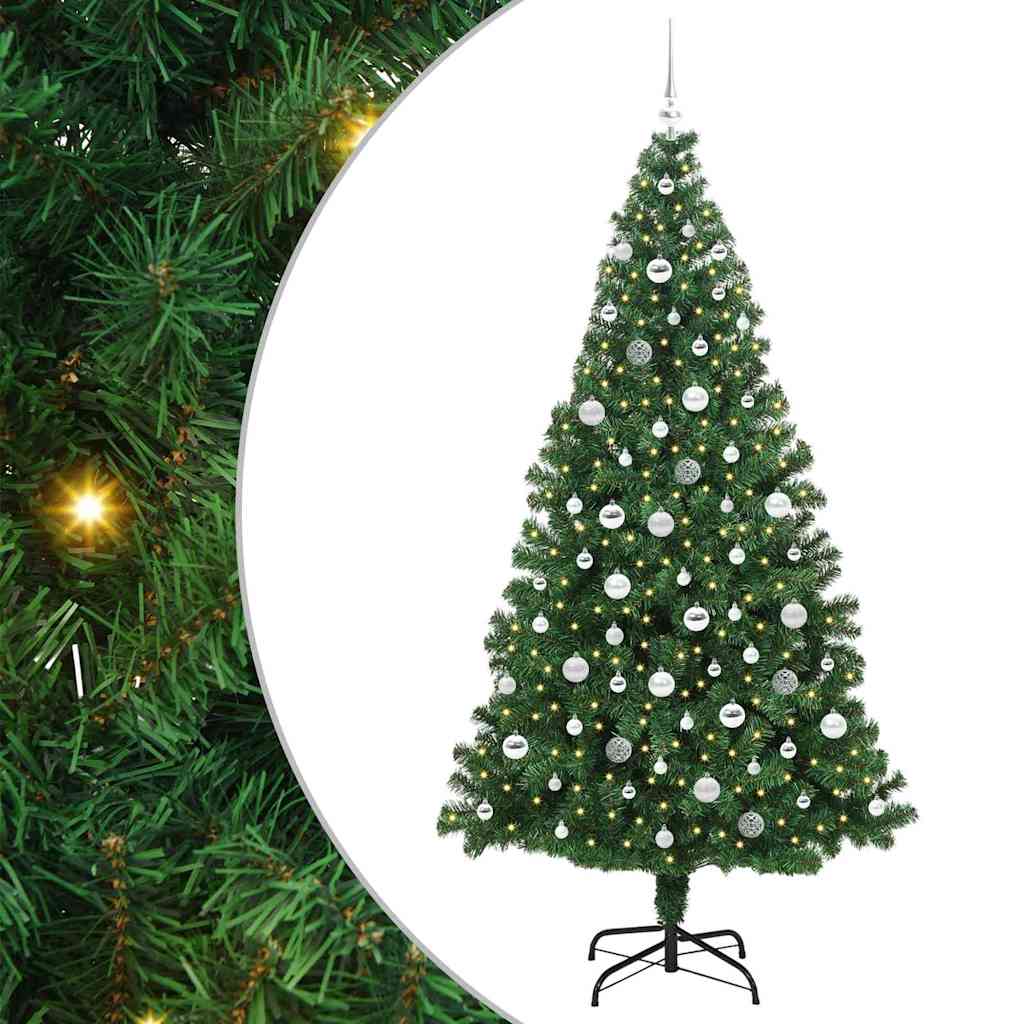 Kunstkerstboom Groen 210 cm PVC en Staal en Kunststof