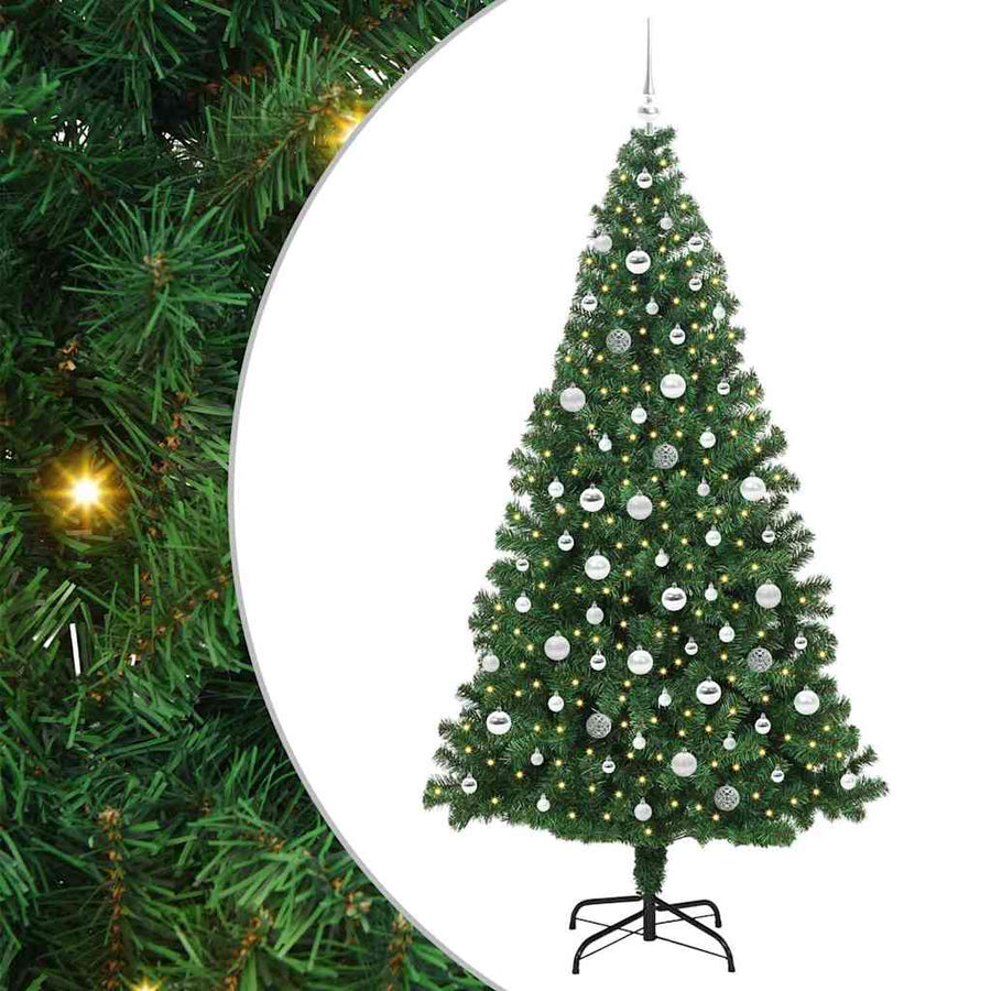 Kunstkerstboom Groen 210 cm PVC en Staal en Kunststof