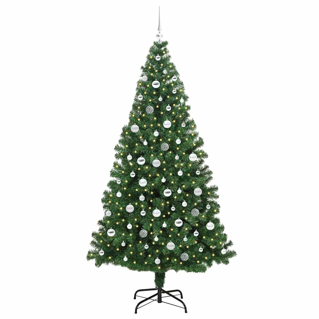 Kunstkerstboom Groen 210 cm PVC en Staal en Kunststof