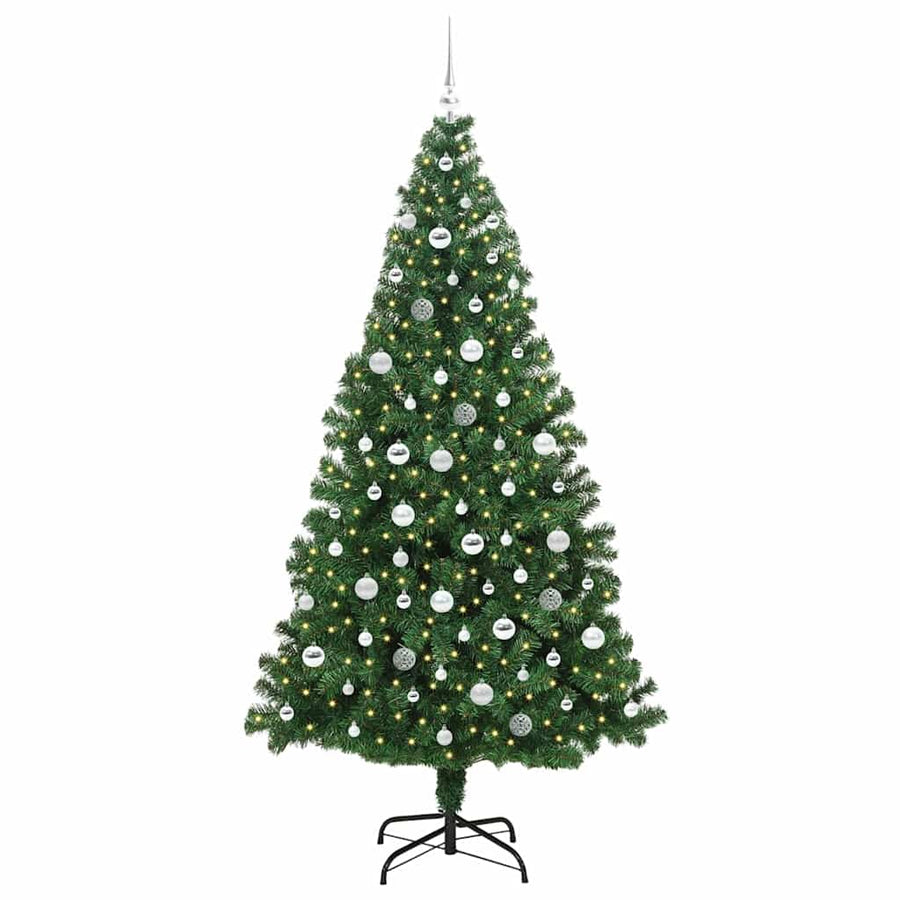 Kunstkerstboom Groen 210 cm PVC en Staal en Kunststof