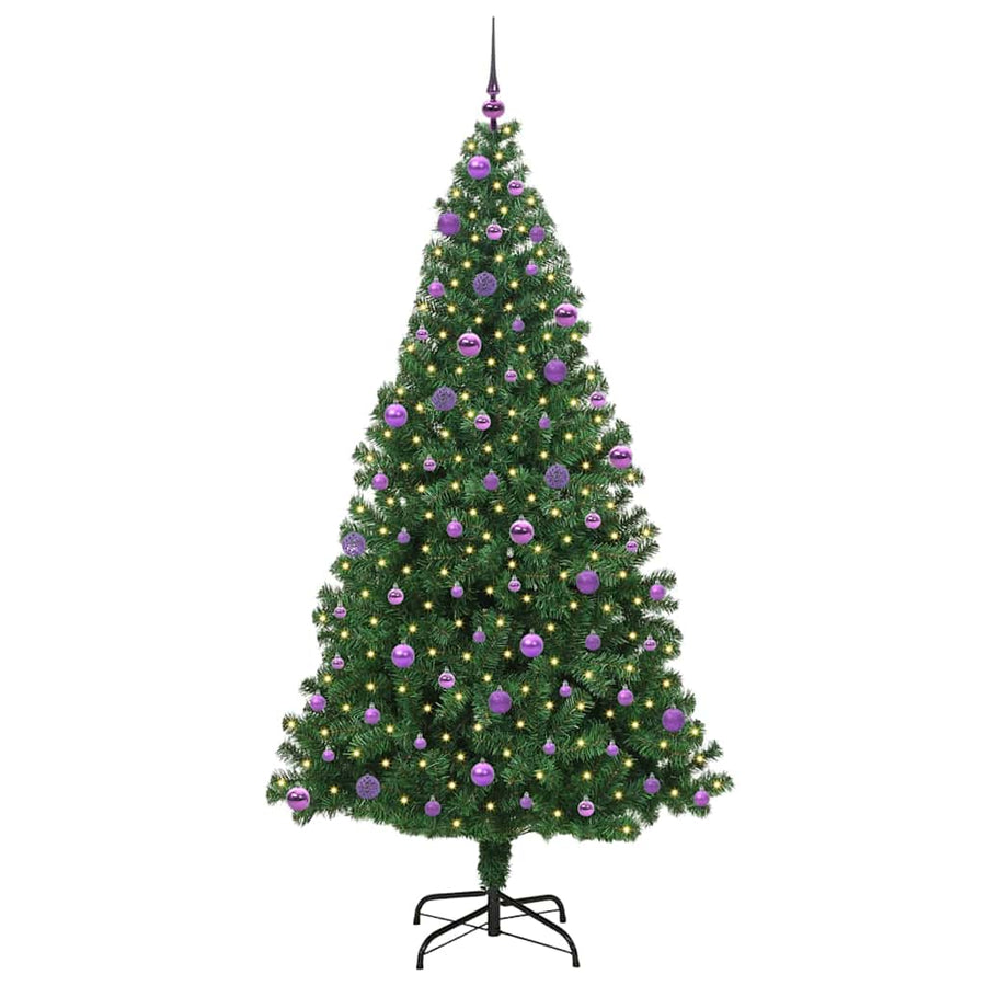 Kunstkerstboom Groen 210 cm PVC en Staal en Kunststof