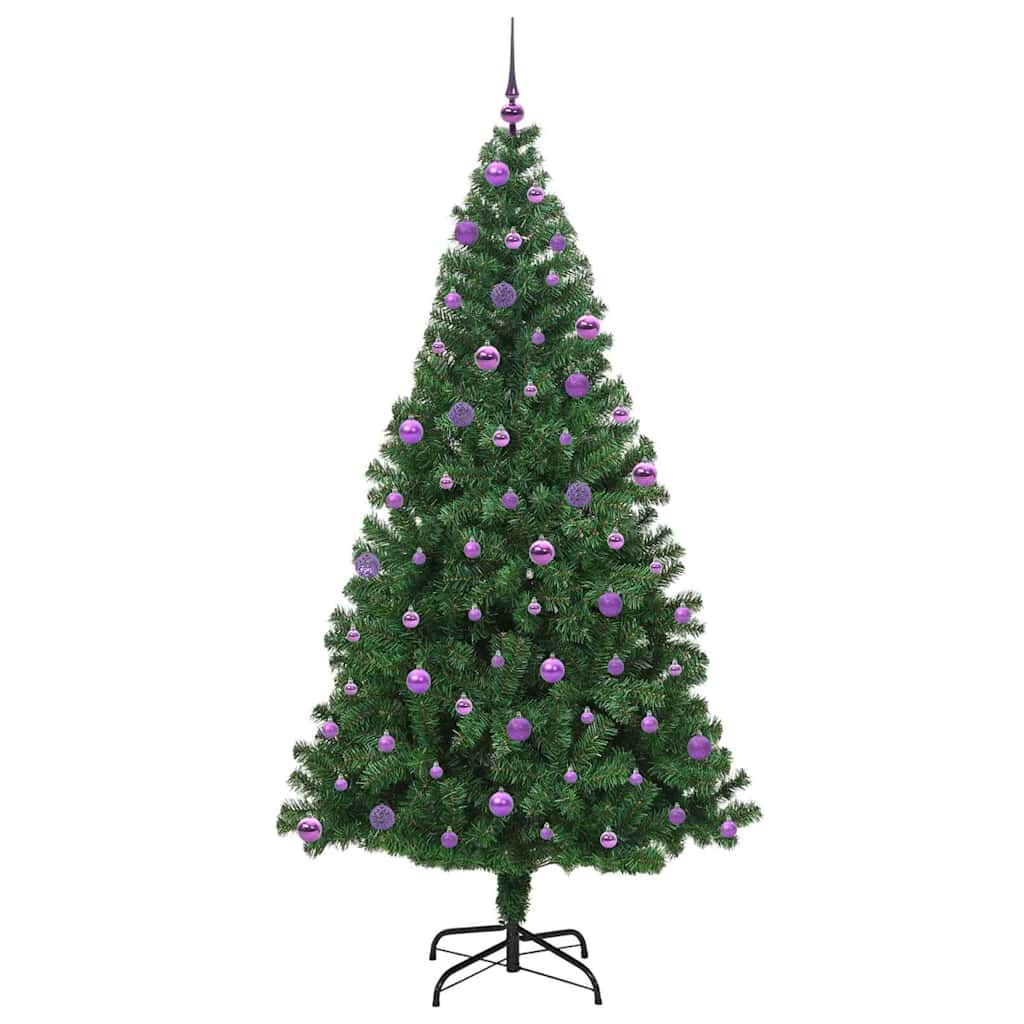 Kunstkerstboom Groen 210 cm PVC en Staal en Kunststof