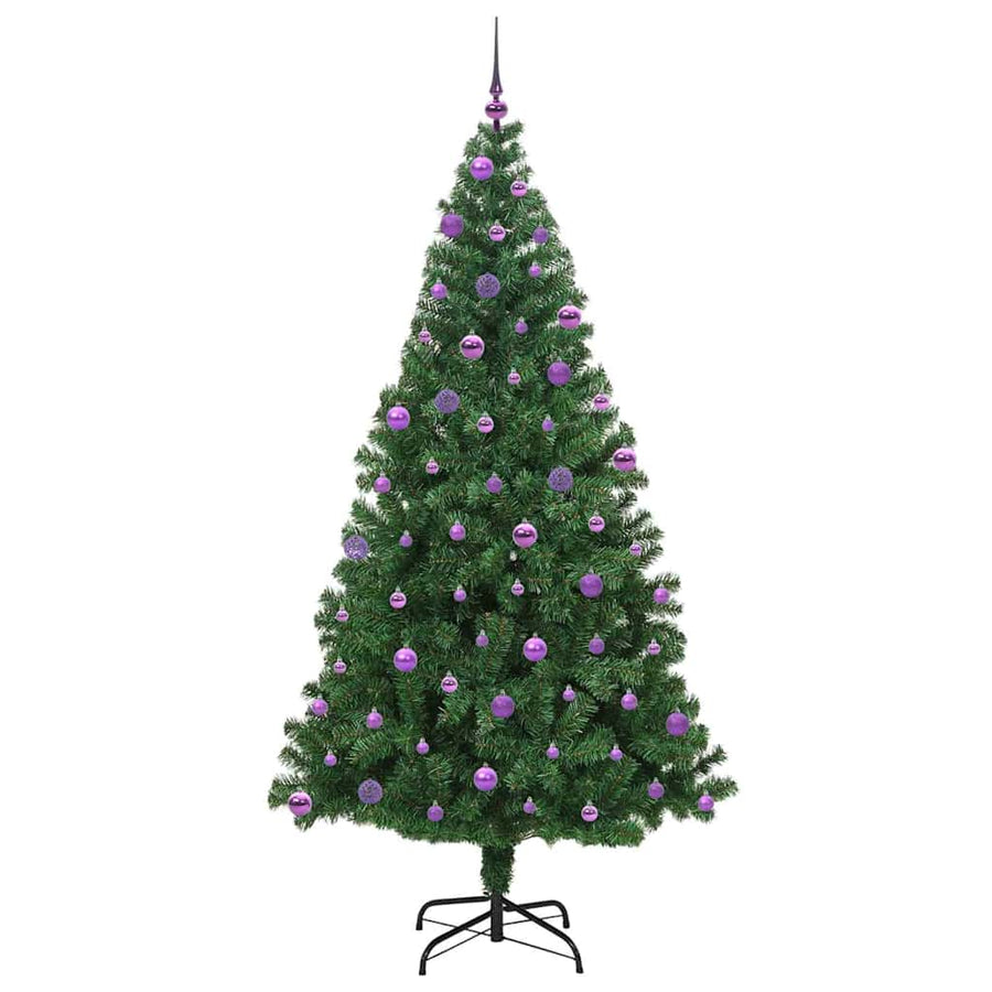Kunstkerstboom Groen 210 cm PVC en Staal en Kunststof