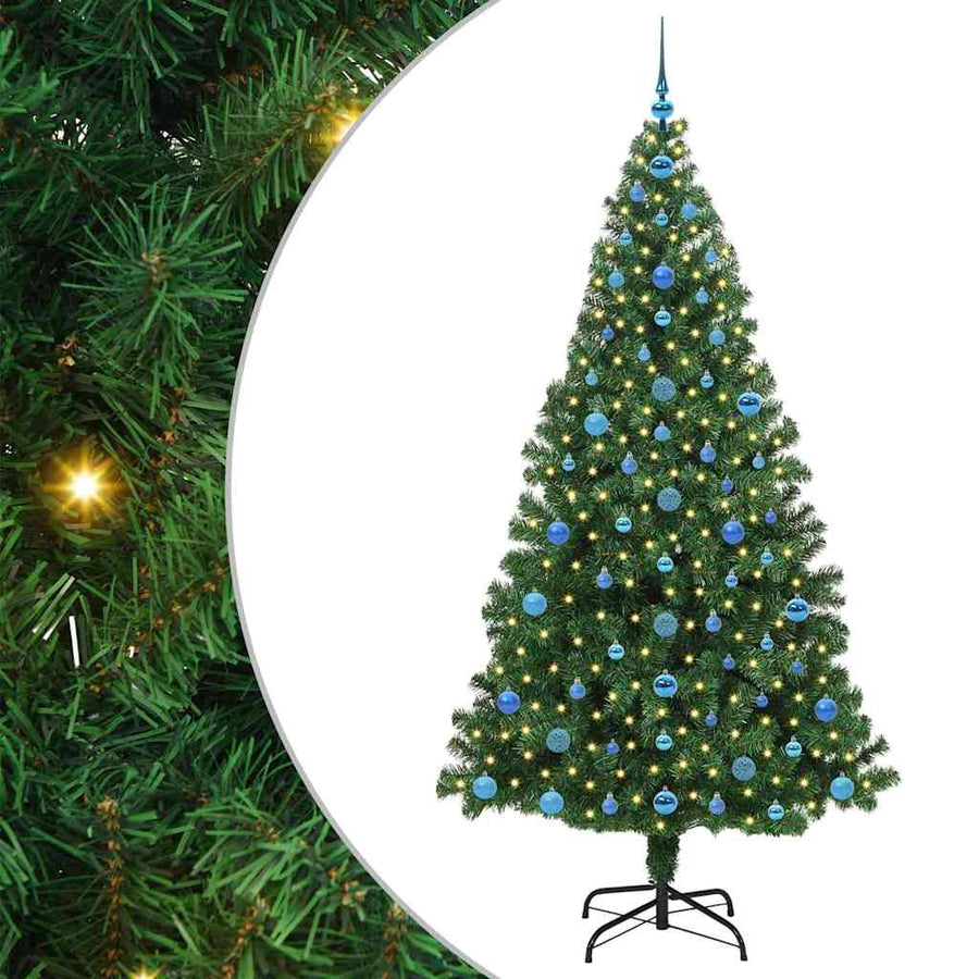 Kunstkerstboom Groen 210 cm PVC en Staal en Kunststof