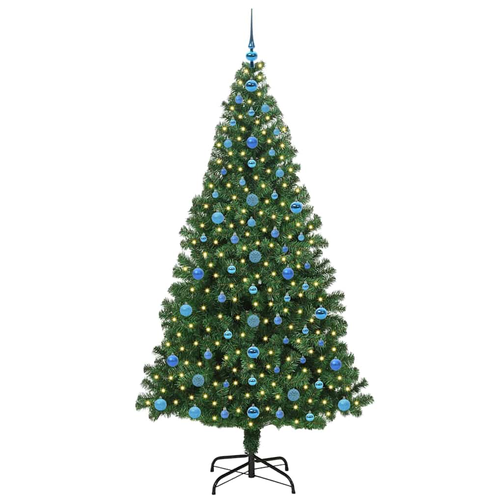 Kunstkerstboom Groen 210 cm PVC en Staal en Kunststof