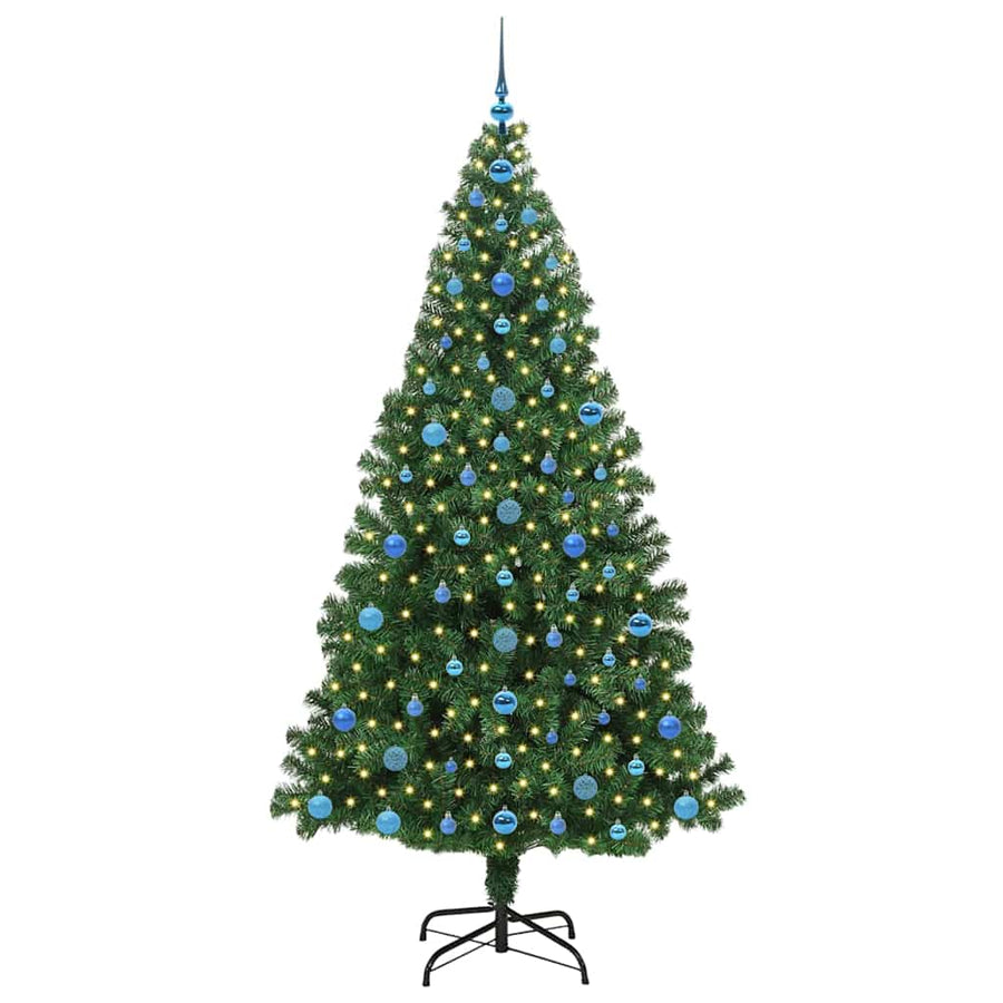 Kunstkerstboom Groen 210 cm PVC en Staal en Kunststof