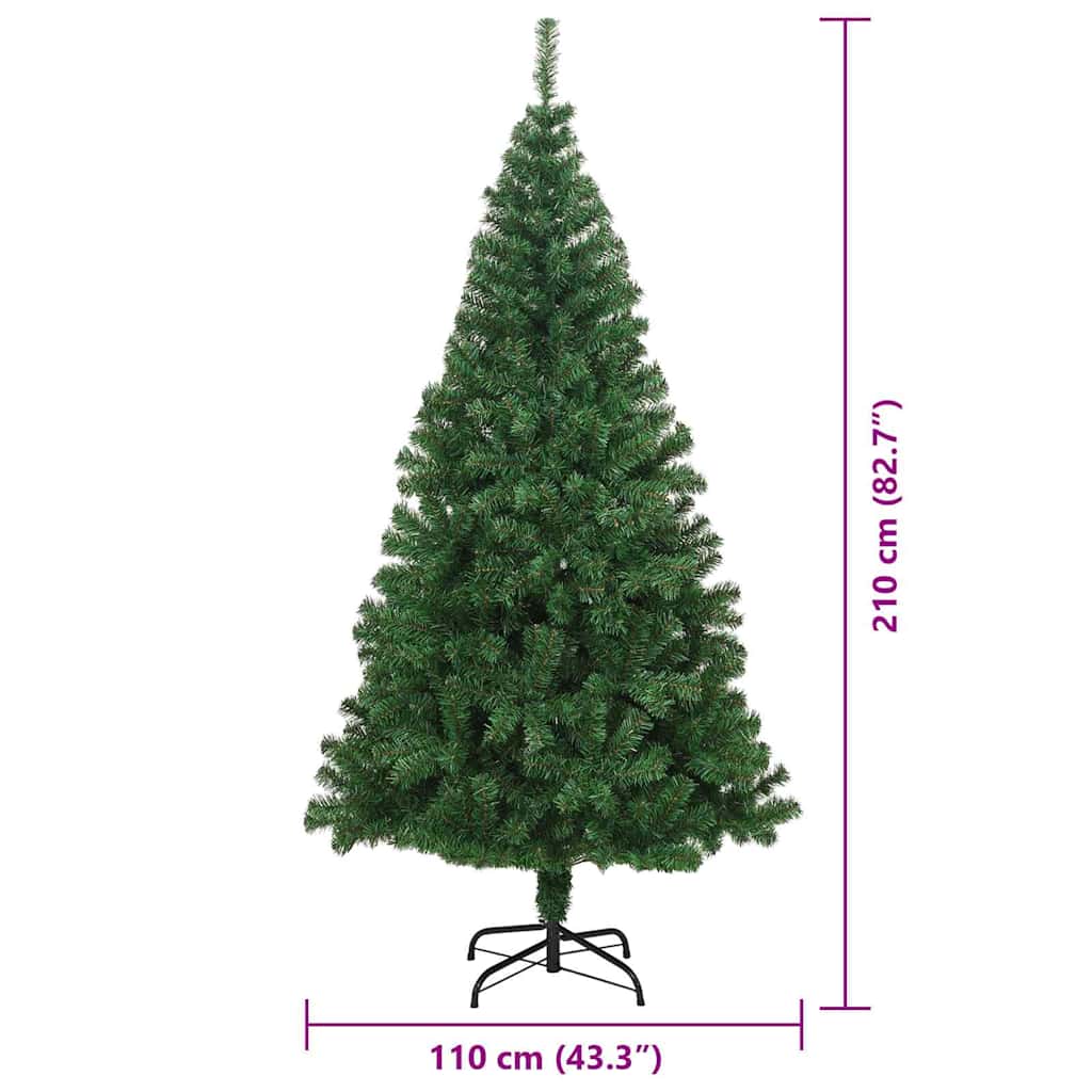 Kunstkerstboom Groen 210 cm PVC en Staal en Kunststof