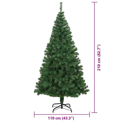 Kunstkerstboom Groen 210 cm PVC en Staal en Kunststof